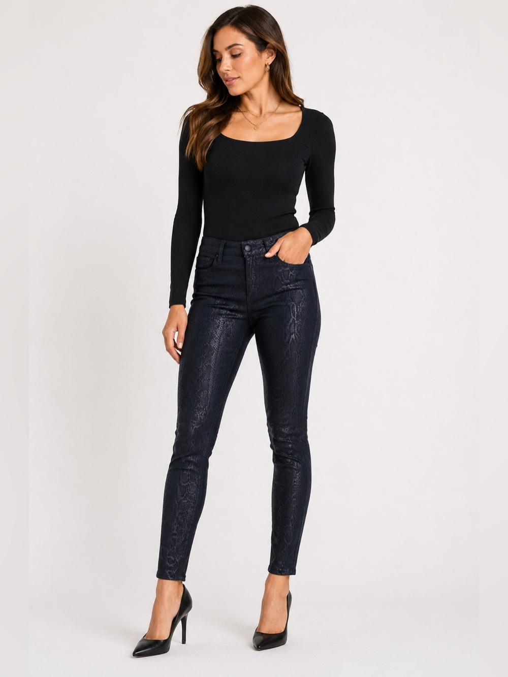 Joe’s Jeans Coated Snake Print Skinny Ankle Jeans Size 25